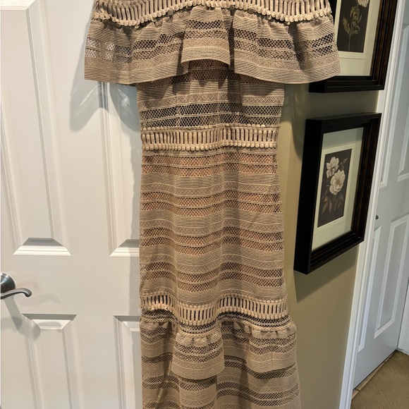 Self-Portrait Strapless Tan Dress